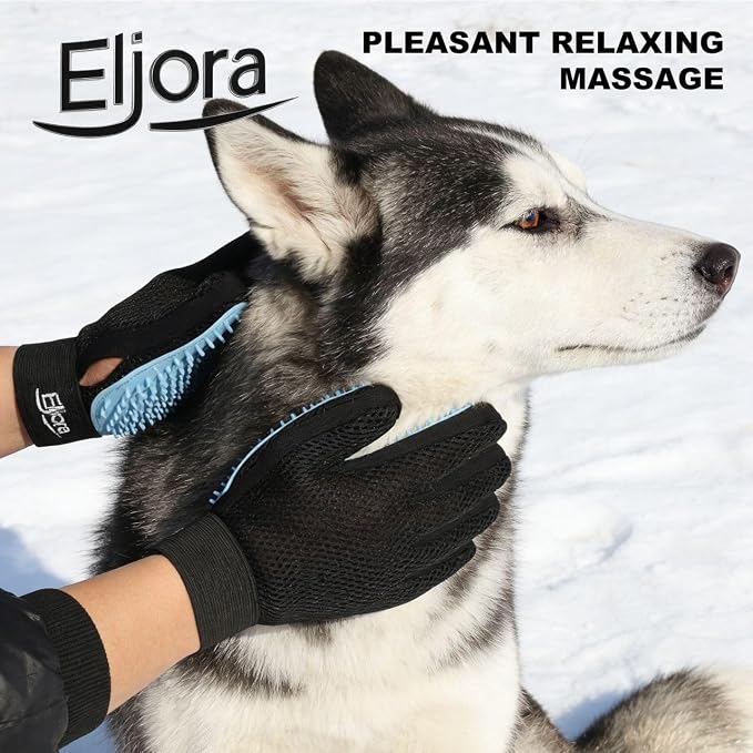 Pet Grooming Gloves (Pair – Left & Right) – 260 Silicone Tips, Dog & Cat Hair Remover, Deshedding & Massage Glove for Long & Short Hair Pets
