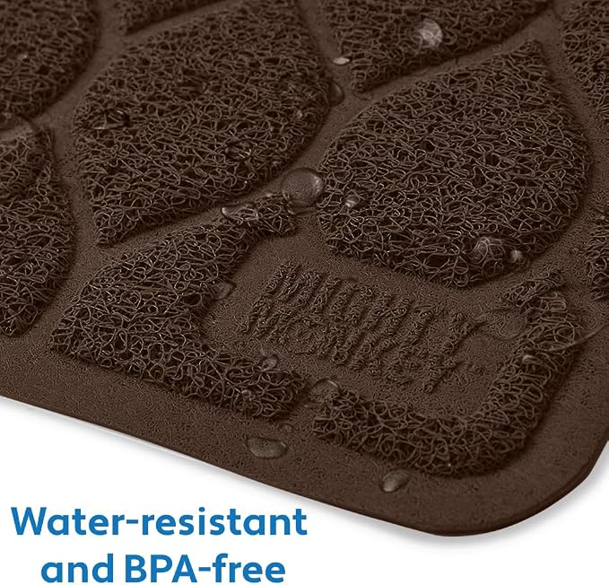 MIGHTY MONKEY Waterproof BPA Free Cat Litter Box Trapping Mat, Easy Clean Floors, Textured Backing, Soft on Sensitive Kitty Paws, Cats Accessories, Less Waste, Stays in Place, 24x17, Chocolate