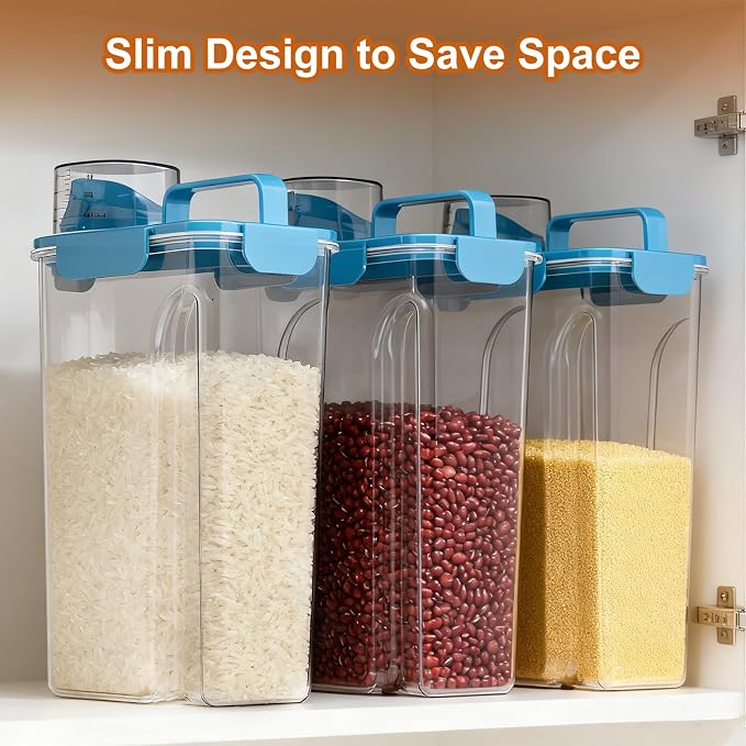 Uppetly Dog Cat Food Storage Container, 5-7Lbs Pet Food Containers, Airtight Cat Food Container with Portable Handle & Measuring Cup, Small Animal Dry Food Dispenser for Dogs, Cats and Birds
