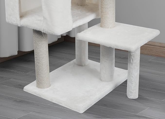 AIWIKIDE Cat Tree Has Scratching Toy with A Ball Activity Centre Cat Tower Furniture Jute-Covered Scratching Posts (Beige, 36.6'')