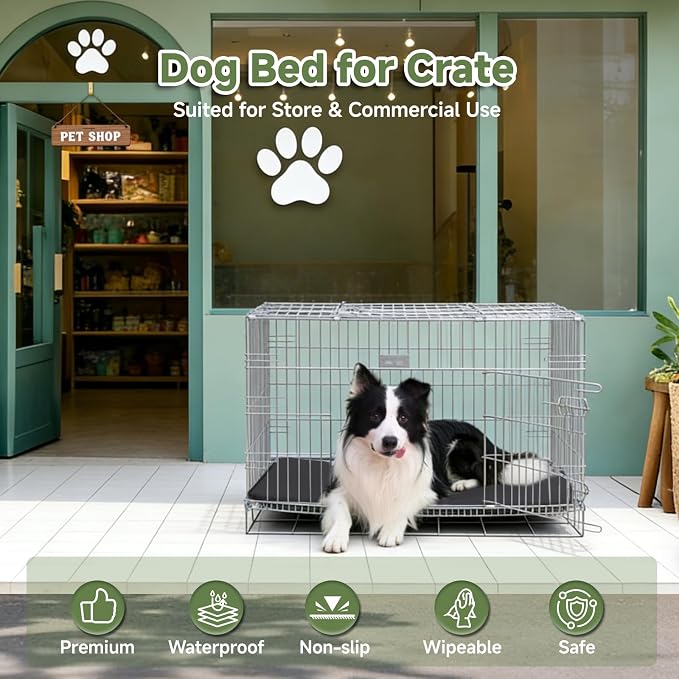 Outdoor XL Dog Crate Pad Bed, Waterproof Wipeable Mat, 41x27, Black | Wipeable Kennel Mat Pet Sleeping for Medium Large Dogs, Waterproof, Outdoor, Anti-Slip, Suit for Travel, Trunk, Kennel
