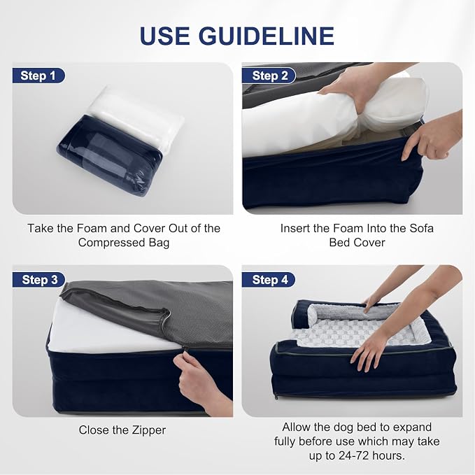 FURTIME Orthopedic Dog Bed for Medium Size Dog, Waterproof Dog Beds, 35x25x6.5 Supportive Foam Pet Couch Bed with Removable Washable Cover and Nonskid Bottom