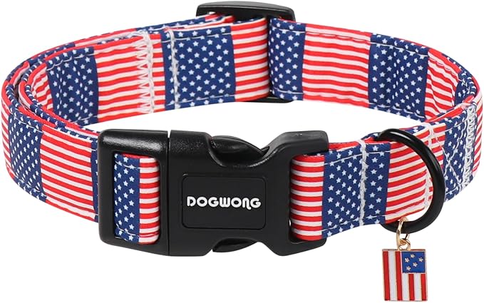 DOGWONG American Flag Dog Collar, 4th of July Patriotic Dog Collar,Independence Day Dogs Collars for X-Small Puppies Dogs, Neck 8-12 inches