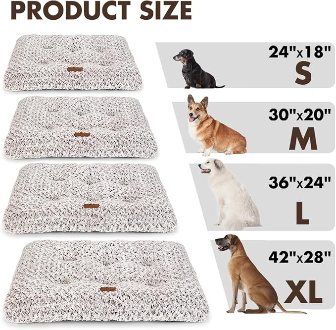 Dog Bed Crate Pad - Rosette Pattern White Velvet Pet Bed Anti-Slip Comfy Kennel Pad for Crates Rosette Brown M