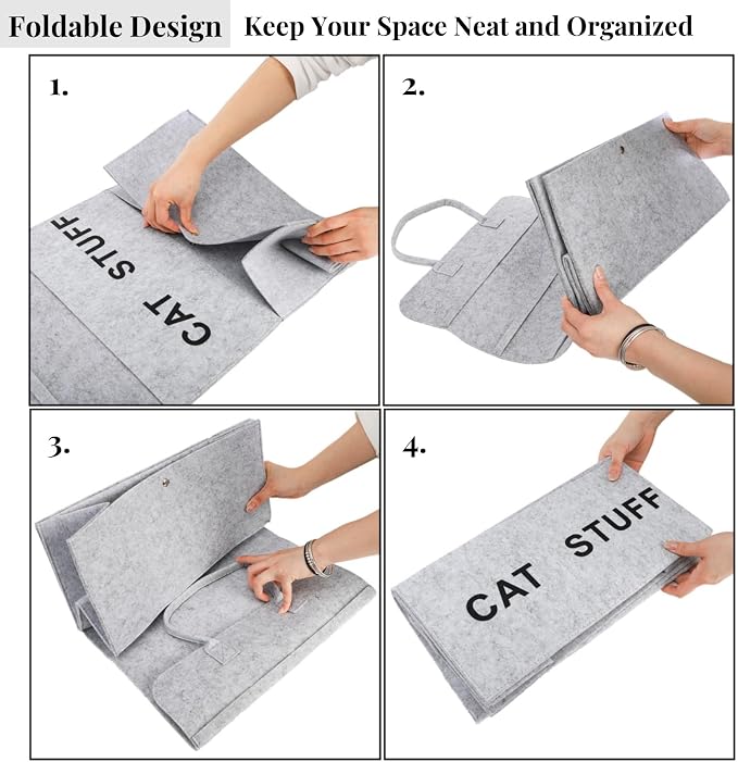 ZAVOOS 2 Pack Cat Wand Toy Storage Bag, Hanging Cat Teaser Holder for Neatly Organization, Durable Feather Pet Toy Organizer Bag with Handle for Indoor Pet Supplies, Feline Safety