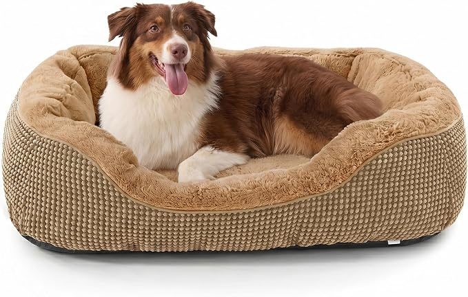 INVENHO Large Dog Beds Large Sized Dog, Washable Orthopedic Warming Soft Sleeping Durable with Anti-Slip Bottom