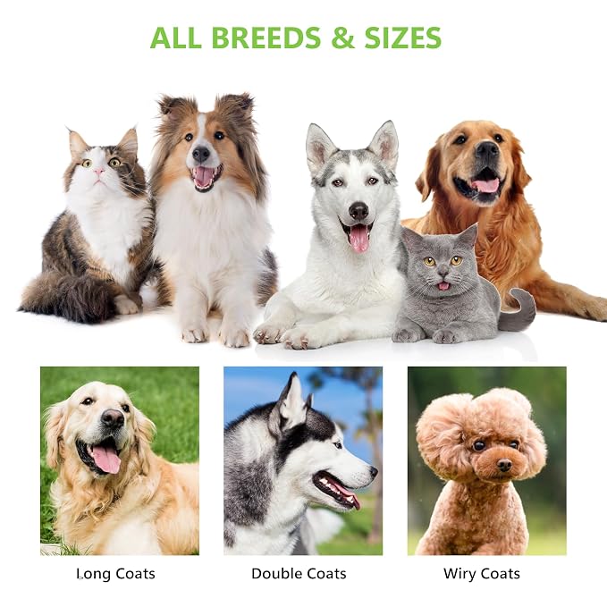 Staltwo Deshedding Dog Brush, Deshedding Undercoat Rake for Dog&Cat | Green Extra-Wide Double-Sided Pet Grooming tool | Shedding Control for Long/Medium-Haired Dogs and Cats, Knot Removal