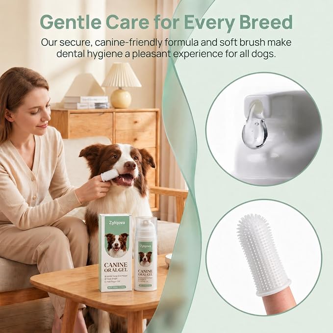 Dog Toothpaste and Toothbrush Kit, Dog Dental Gel for Plaque and Tartar Removal, Dog Teeth Cleaning for Fresh Breath and Daily Oral Support, Suitable for Dogs of All Ages(3.5 OZ)