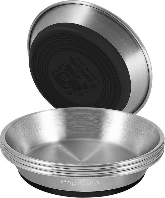 Stainless Steel Cat Bowls 4PCS, Non-Slip cat Food Dishes, Metal Pet Food and Water Bowls, Whisker Friendly with Wide and Shallow Design, 6.3'' Wide, 0.7mm Thick Steel, Ideal Pet Dish (4PC-6.3in)