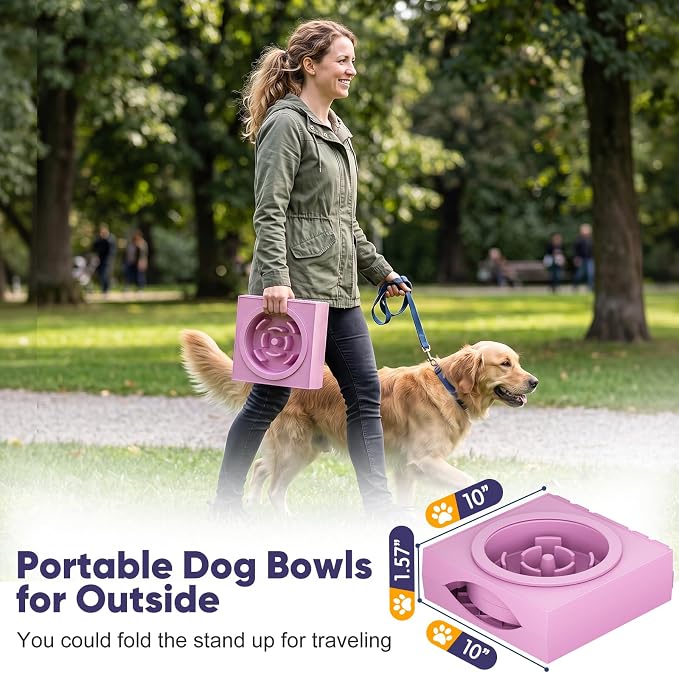 XIAZ Elevated Dog Bowls Large Breed Raised Dogs Bowl Stand Large/Medium Sized Dog Slow Feeder Dogs Bowls Food Water Stands 5 Heights Adjustable 9/11/12/14in Pet Feeder Dish Station
