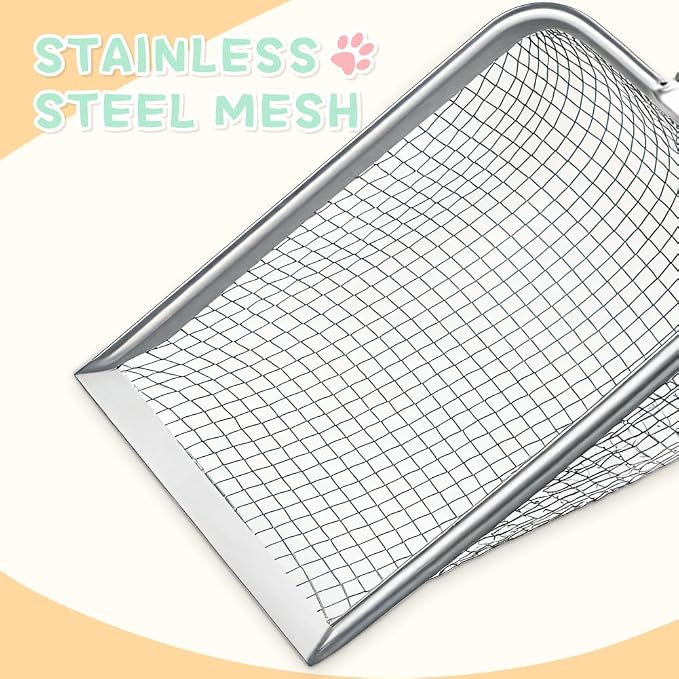 Metal Cat Litter Scoop,Sturdy Litter Cleaner Corner Shovel,Stainless Steel Mesh Litter Shovel,Easy to Clean Reptile Terrarium Sand Waste(Black)-Christmas