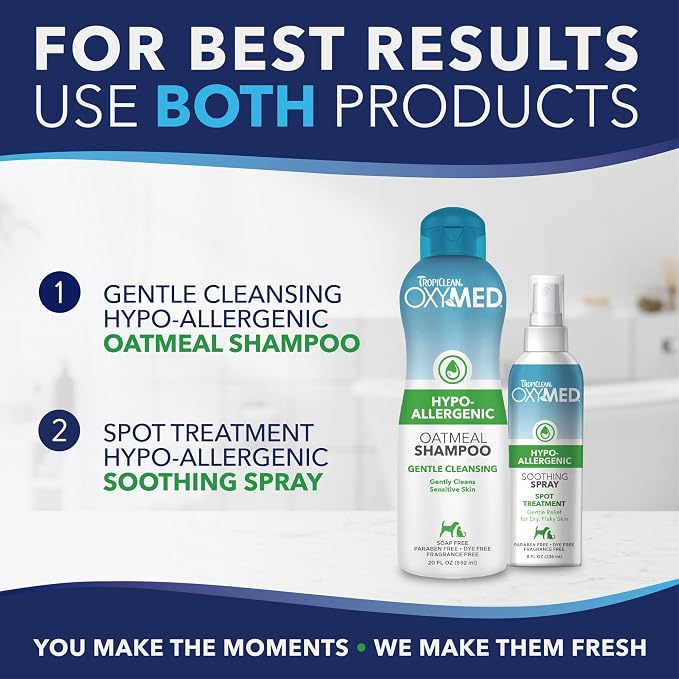 TropiClean Oxymed Hypoallergenic Cat & Dog Itch Relief Spray, 8oz