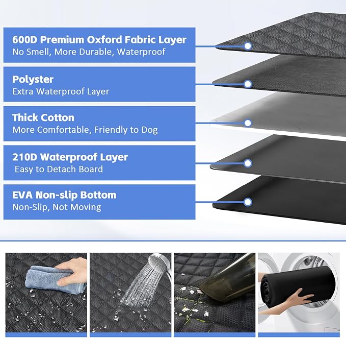 JSTHT Dog Car Seat Cover for Back Seat, Waterproof Bench Seat Cover Protector Nonslip Durable Soft Pet Dog Back Seat Cover for Car, Truck, & SUV, Universal Size (Black)