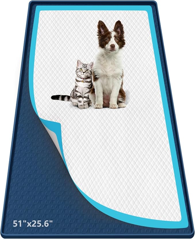 Pee Pad Holder for Dogs 51''x25.6'' Silicone Puppy Pee Pad Tray, Blue | Extra Large Dog Potty Tray Leak-Proof, High Edge, No Spill Training Pads for Floor Protection, No Pee Pads