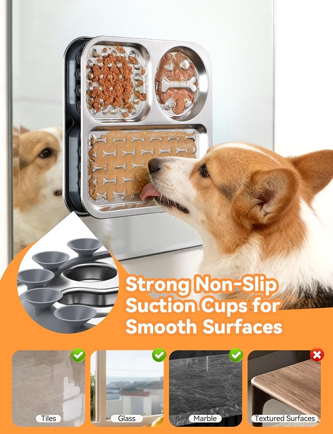 Stainless Steel Lick Mat for Dogs and Cats - FEELNEEDY Large Licking Pad with Suction Cups, Chew-Proof, Non-Slip Pet Licky Mat for Boredom Reducer and Anxiety Relief, Easy to Clean (1Pack)