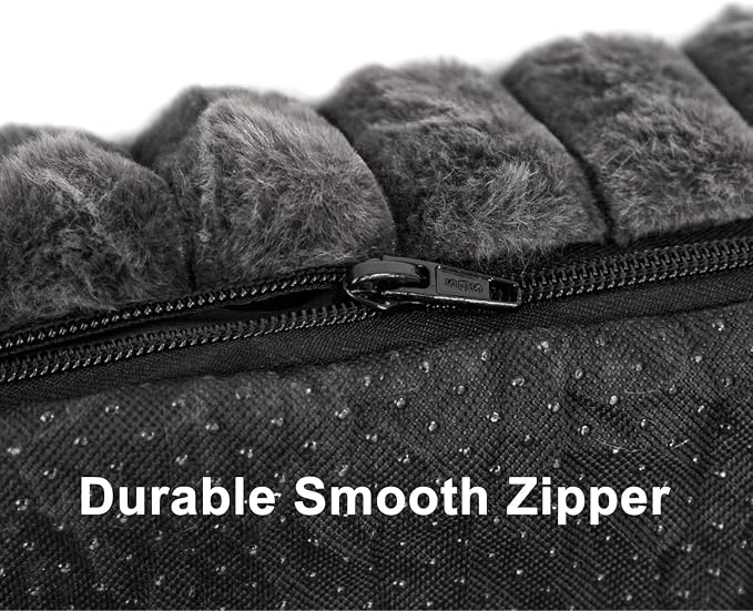 Dog Crate Bed Warm Grey 34.6"x22.8" for Medium Small Dogs | Flat Dog Crate Bed Waterproof for Large Meduim Dogs Pet Beds with Plush Removable Washable Cover Anti Slip Bottom for Indoor