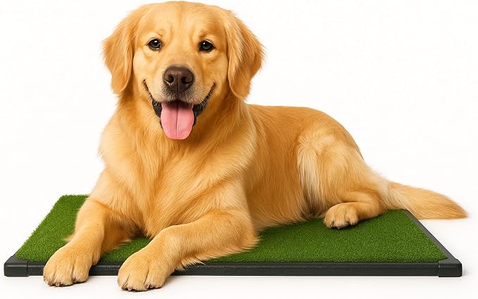 PETMAKER Artificial Grass Puppy Pee Pad for Dogs and Small Pets with Tray - 20x30 inches Washable 3-Layer Reusable Indoor Dog Potty Grass Training Pad, Easy Clean Pet Housebreaking Potty Solution