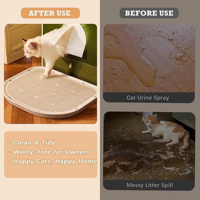 Cat Litter Mat Litter Trapping Mat,19.29"×14.96",Cat Litter Box Mat for Floor,Large Litter Matt for Cat Litter Box,Kitty Litter Mat Catcher,Waterproof Urine Proof,Washable,Easy Clean,Less Waste(Green)