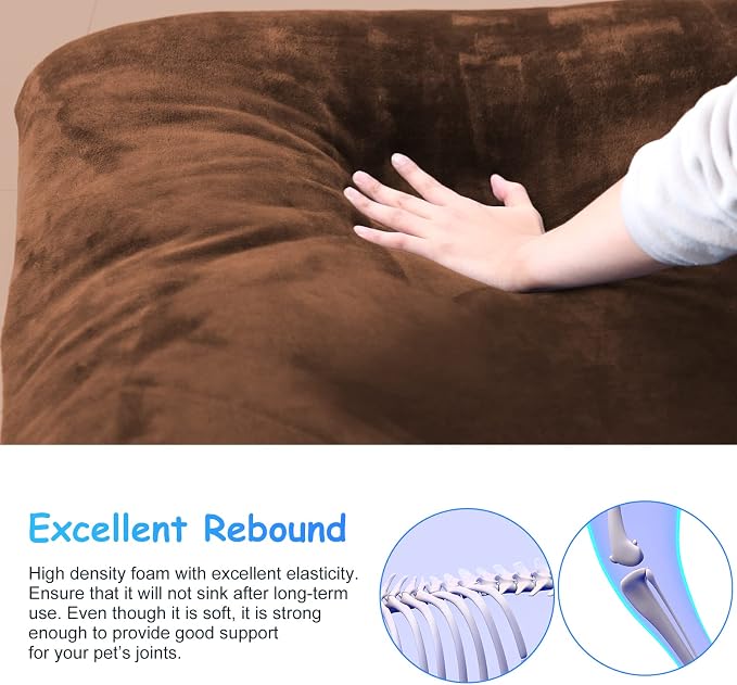Magic Dog Super Soft Extra Large Dog Bed, 47 Inches Orthopedic Foam Dog Beds for XL Dogs, Jumbo Pet Bed with Anti Slip Bottom, Dog Sleeping Mattress with Removable and Washable Cover, Dark Brown