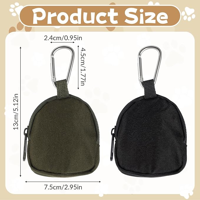 2 PCS Dog Treat Pouch, 5.12 × 2.95 in Waterproof Dog Treat Pouches for Pet Training, Zipper Closure Reusable Dog Training Treat Pouch, Portable Reward Puppy Treat Bag for Traveling or Outdoor