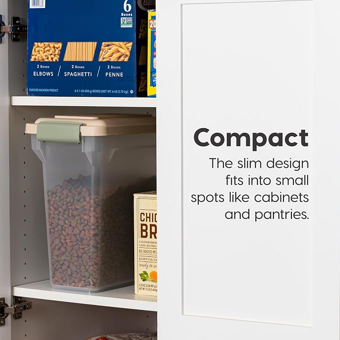 IRIS USA Dog Food Storage Container, Up to 13 lbs, Almond, Made in USA | BPA-Free, Airtight Seal, Best for Cat Food, Bird Seed, Chicken Feed, Pet Toys, Treats, Pellets