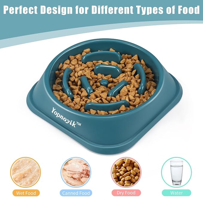 Yopnoyik Slow Feeder Dog Bowls for Healthy Eating, Non-Slip and Anti-Choking Design, Reduces Bloating & Overeating for Large Dogs, Easy to Clean