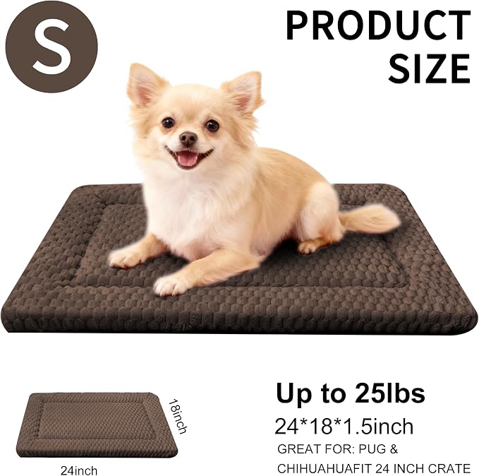 Dog Bed Mat - Dog Crate Pad - Reversible Mat for Pet Comfort - Soft Bed Crate Pads for All Seasons - Durable, Machine Washable Mat for Crates, Travel, and Home (Dark Brown, 24" L*18" W*1.5" Th)