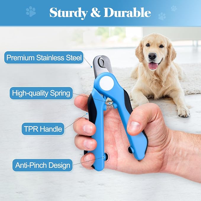 Swihauk Heavy Duty Dog Nail Clippers and Trimmers, Professional Pet Nail Clippers with Nail File for Dogs Cats Small Animal, Claw Clippers with Safety Guard to Prevent Over-Cutting, Blue