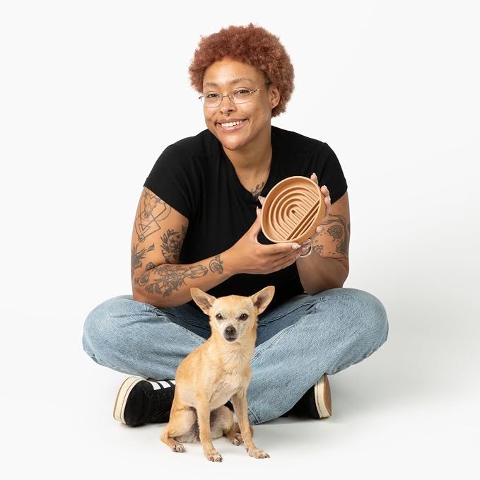 Should We Go? Slow Feeder Dog Bowls - Small Size Silicone Slow Eating Dog Bowl for Puppies & Dogs with Suction Cup -Dishwasher-Safe,Lick Mat Design,Reduces Gulping,for All Breeds, 6”x1.25”-Terracotta