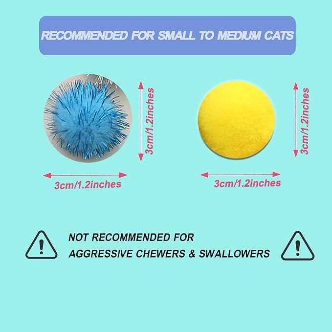 Cat Toys Assortment - Interactive Kitten Toy Bundle with Sparkle Pom Pom Balls, Crinkle Balls & Spring Toys for Indoor Cats(100-Pack)