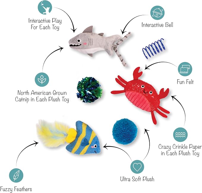 Fringe Studio 6PCS Multipack Cat Toy Set Water You Waiting for?, Pet Shop Collection (610022)