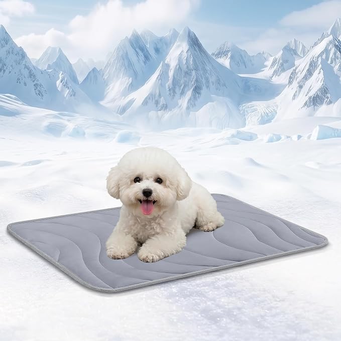Cozyide Dog Cooling Mat, Q-Max>0.45 Thin Breathable Cooling Mat for Small Dogs, Washable Reversible Dog Pad for Four Seasons, 28" L x 22" W, Dark Grey