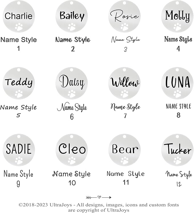 Ultra Joys Dog Tags Personalized for Pets - Hollow Paw Custom Pet ID Tag - Engraved Dog Tag for Small, Large Dogs - Small Round in Silver