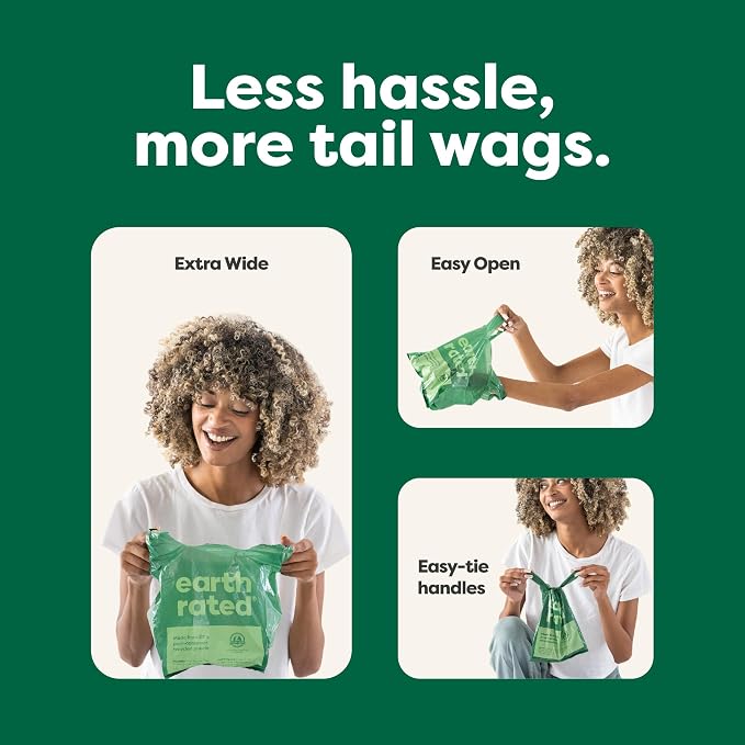 Earth Rated Dog Poop Bags with Handles Value Pack, Easy Tie and Guaranteed Leakproof, Lavender Scented, 600 Handle Bags