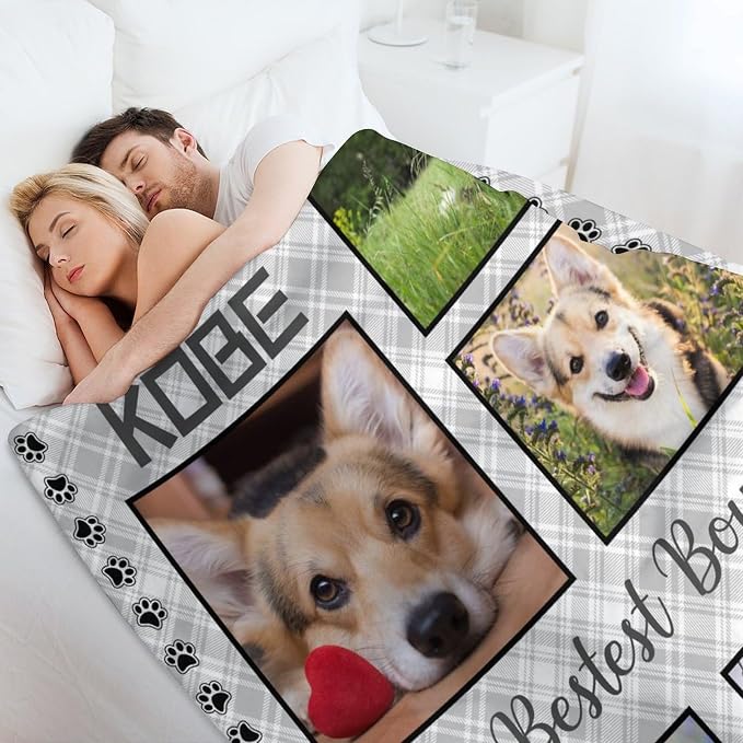 Artsadd Personalized Memorial Blanket with Pictures Pet Loss Sympathy Gift in Memory of Dog Cat Custom Photo Blanket