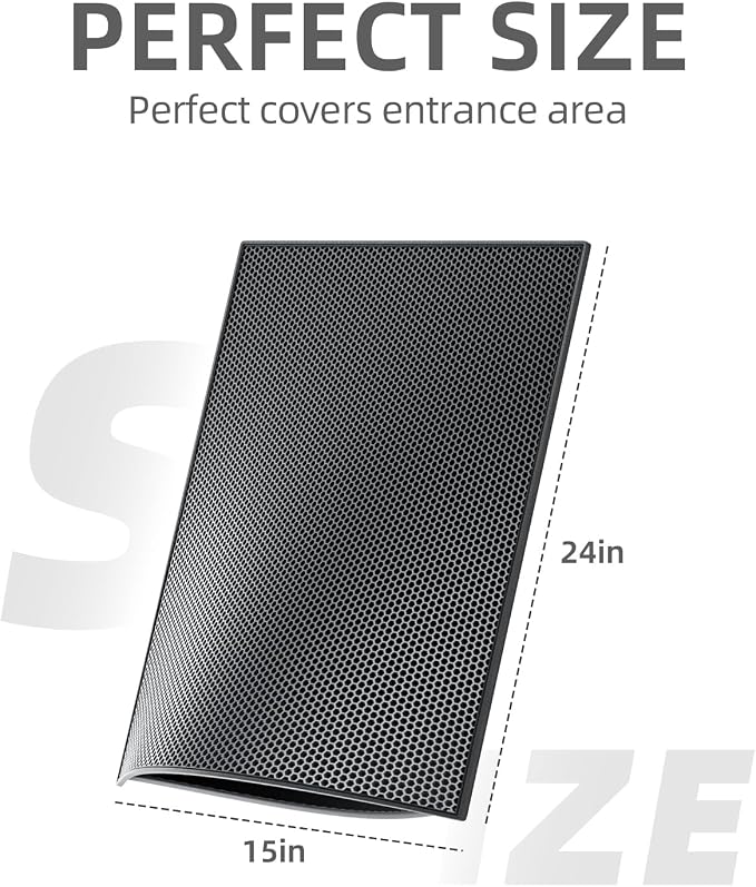 ESTHELLO Cat Litter Mat Honeycomb Double Layer Design 24’ ’ x 15’ ’ Black