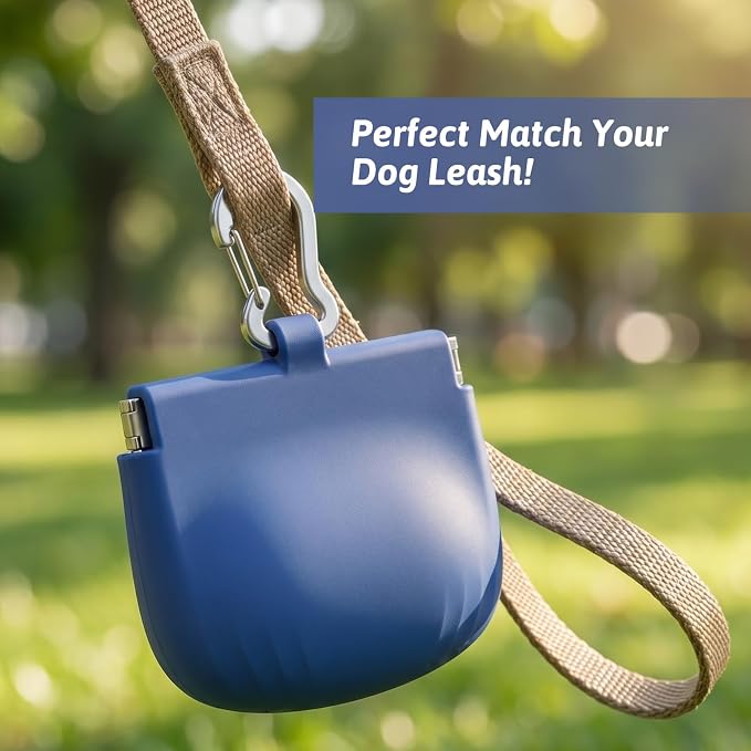 Xinjoduz 1 PCS Silicone Dog Treat Pouch, Auto Closure, Small Pocket Sized Portable Training Bag Holder with Pull Tab & Auto Closing Lid for Easy Pet Travel/Training/Walking (Blue)