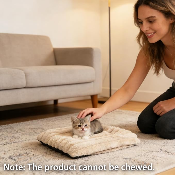 Puppy Bed for Crate or Cage 18 x 12 Inch fits Tiny Dogs, Fluffy Comfy Flat Cat Beds for Indoor Cats Washable, Extra Small Dog Bed Cat Carrier Pad Ultra Soft Kennel Mat for Pet Sleeping Cushion, Beige