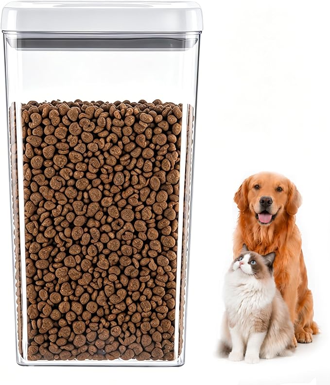 UFORU Dog Food Storage Container, 4.4-Quart Airtight Cat Food Container | Twist-Lock Seal, Kibble and Treats, BPA-Free Plastic, Stackable Design, Kitchen and Pantry Organization, One-Touch Opening
