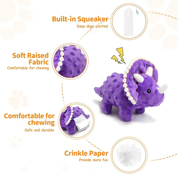 Plush Squeaky Dog Toys, Soft Stuffed Animals Dog Toy with Squeaker, Interactive Crinkle Dog Toys, Puppy Teething Chew Toy for Small, Medium & Large Breeds