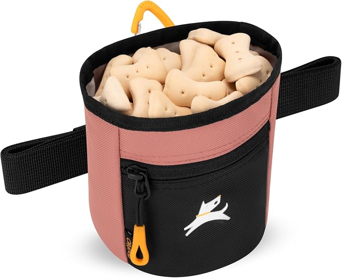 Goodie Treat Bag, Dog Treat Training Pouch | Magnetic Closure | 3 Ways to Wear | Hands-Free Waist Belt | Water-Resistant Recycled Vegan Fabric (Desert)