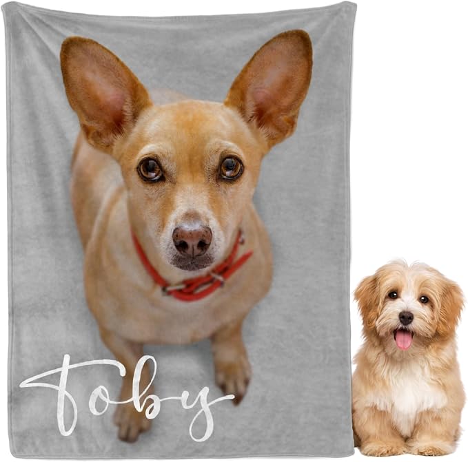 Custom Dog Blankets with Pictures, Personalized Name Blanket for Pets, Customized Pet Photo Throw,The Lightweight Blanket All-Season 40"x30"for Pet