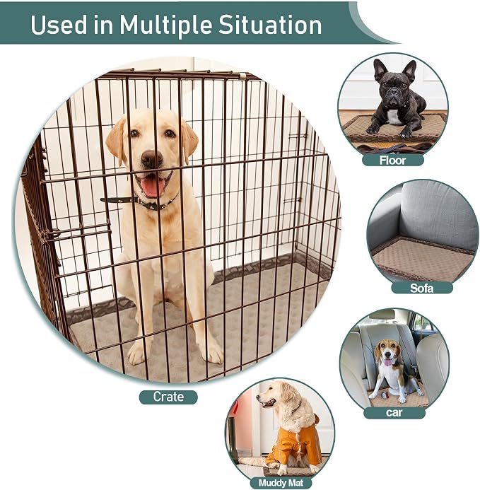 30 Inch Dog Crate Bed Mat Memory Foam Kennel Pad for Dog Cages Washable | Indoor Small Flat Thin Doggy Beds Anti Slip Brown Puppy Sleeping Cushion Mat
