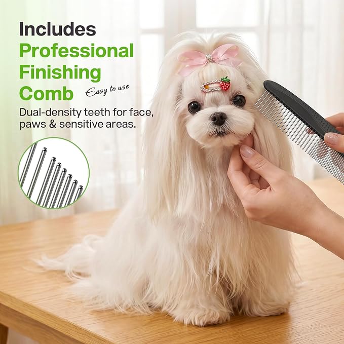 Pecute Self-Cleaning Undercoat Rake for Dogs Cats with Thick Double Coats | 1-click clean, 304SS, 18 rounded teeth, For seasonal heavy shedding & matting, Gentle on pets, Ideal for long/dense coats