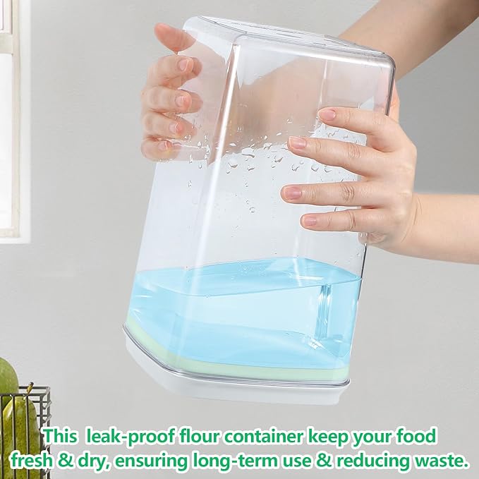 4.2 Qt Airtight Flour Rice Storage Container with Pop-up Lid Sugar Holder | Crystal-Clear BPA Free Plastic Spaghetti Containers, Tall and Slim Food Storage Bin for Kitchen Pantry Organization