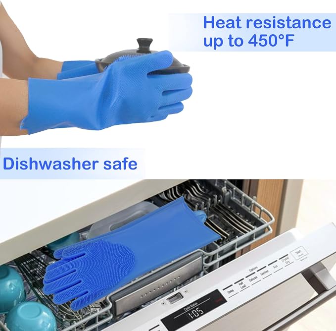 Silicone Pet Grooming Gloves Dog Washing Gloves for Bathing Massaging | 3,000 Soft Bristles, Non-slip & Extended Sleeves, Heat Resistant & Dishwasher Safe, For Cats and Dogs, Home/Car Cleaning