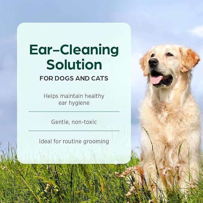 Ear Cleansing Solution for Dogs & Cats, 4 oz | Gentle & Non-Irritating Ear Cleaner, Removes Ear Wax Debris, Clears Odors, Safe for Grooming & Routine Hygiene, Non-Toxic