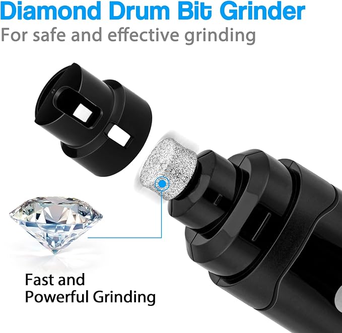 Casfuy Dog Nail Grinder Upgraded - Professional 2-Speed Whisper-Quiet Electric Pet Nail Trimmer Painless Paws Grooming & Smoothing for Small Medium Large Dogs & Cats (Black)