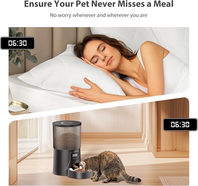 PETULTRA Automatic Cat Feeder: 4L Timed Cats Food Dispenser Programmable 1-6 Meal for Cat and Small Medium Dog- Auto Pet Feeder Easy to Set Up Dual Power Supply with Desiccant Bag| Detachable Washable