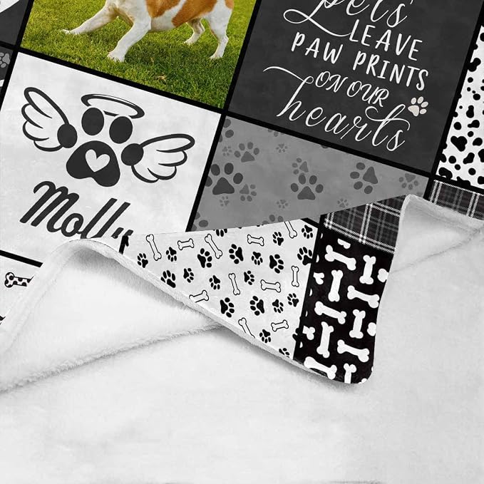Artsadd Personalized Blanket with Picture in Memory of Dog Custom Photo Blanket Memorial Pet Loss Sympathy Gift